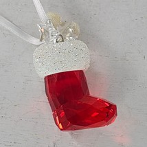 Swarovski Crystal Red Christmas Stocking Ornament With White Ribbon #944872 - £52.59 GBP