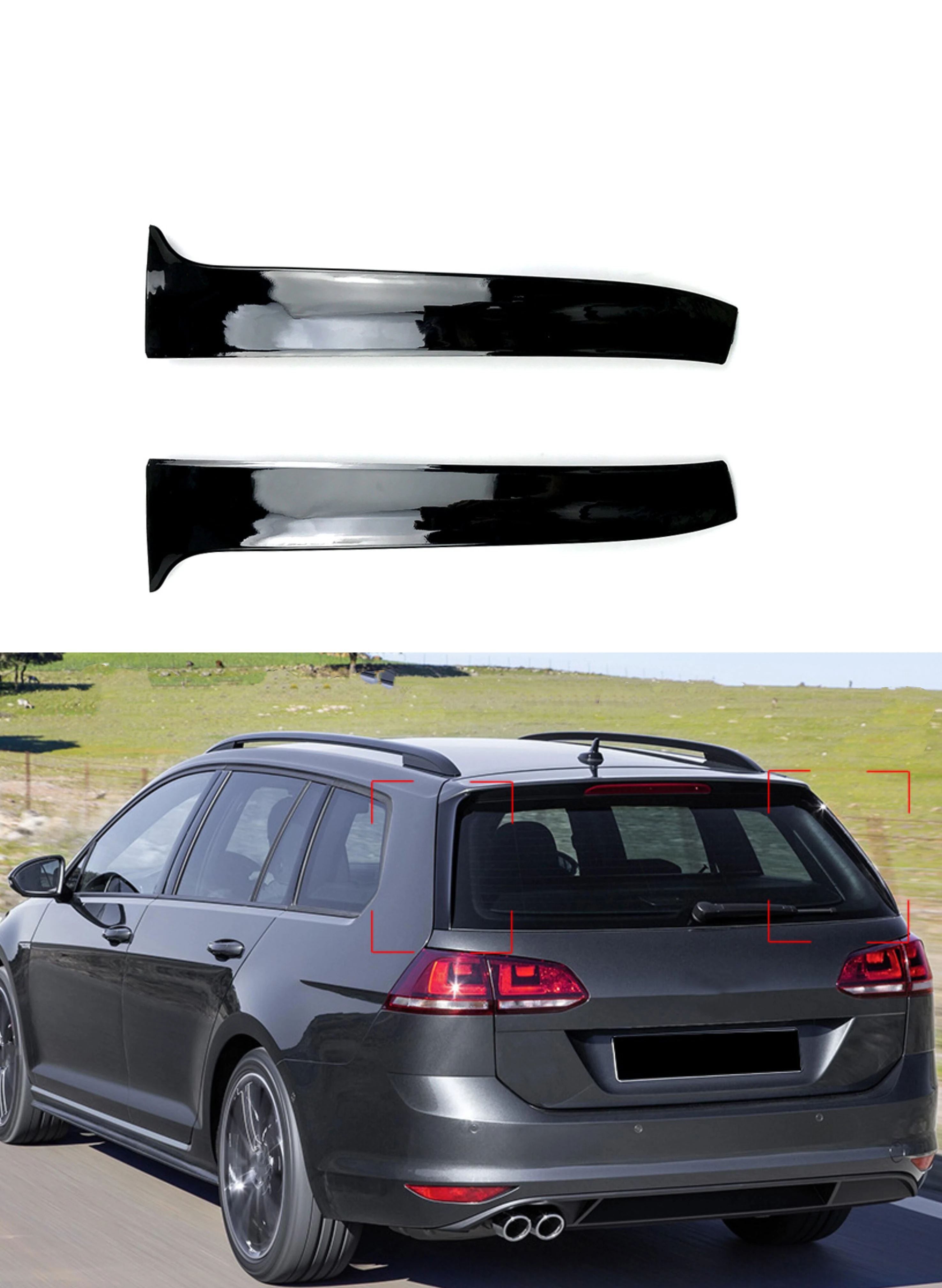 For VW Golf 7 R Variant Wagen 2014-2017 Rear Window Side Spoiler Diffuser Tail - £23.02 GBP+