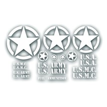 Military Invasion Star Decal Sticker Set Kit 3M Vinyl fit Jeep Wrangler Stencil - £38.69 GBP