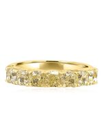 7 Stone Fancy Yellow 1.58 Ct Cushion Diamond Band 18k Gold - €3.484,69 EUR