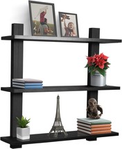 Sorbus® Floating Shelf — Asymmetric Square Wall Shelf,, 3-Tier – Black - £35.96 GBP