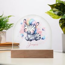 Generic Personalised Zebra Acrylic Dome Plaque Wooden Base Night Light Wooden Ba - £34.34 GBP