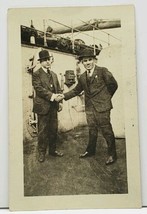 Two Men in Suits on Ship, One Named Hollander A NY Newsboy  RPPC Postcard J4 - £15.62 GBP