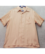 Perry Ellis Shirt Men&#39;s Medium Orange Silk Long Sleeve Collared Button D... - £20.44 GBP
