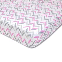 Wendy Bellissimo Mix and Match Chevron Fitted Crib Sheet in Grey/Pink - $13.86