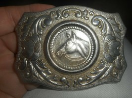 Vintage Belt Buckle by Chambers Belt Co 1970&quot;s &quot;Horse&quot; Western &amp; Cowboy Design - £13.54 GBP