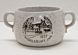 Middlebury Inn Vermont Vintage Onion River Art Potter Double Handle Soup Mug - £15.73 GBP