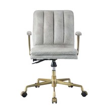 Damir Office Chair, Vintage White Top Grain Leather &amp; Chrome Finish - $15,120.45 MXN