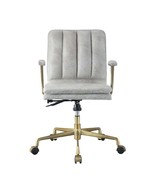 Damir Office Chair, Vintage White Top Grain Leather &amp; Chrome Finish - $15,120.45 MXN