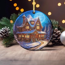 Gingerbread Cottage Christmas Ornament, Gingerbread House Christmas Moon... - £15.45 GBP