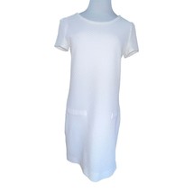 COMPTOIR DES COTONNIERS WHITE TEXTURED SHORT SLEEVE DRESS FAUX POCKETS S... - $8.21