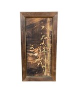 Bird Wall Mid Century Framed Wood Retro Bamboo Scene Etched Japan 15” x ... - $507.86 MXN