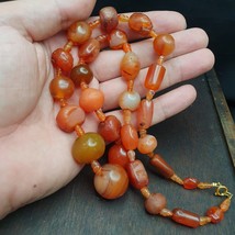 Old Ancient Persian Himalayan Carnelian Beads Agate Jewelry necklace - £166.67 GBP