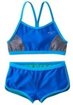 Girls Swimsuit Speedo Racerback Bikini 2 Pc Blue Gray Bathing Suit $44 N... - £13.78 GBP