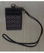 Coach Black Gray Signature Canvas &amp; Leather ID Card Holder With Strap - $29.69