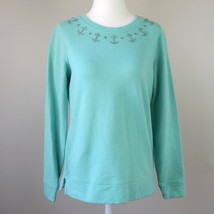 Vineyard Vines Beaded Anchors Collar Sweater in Aqua Green Women&#39;s XS - £23.68 GBP