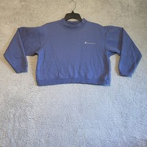 Vintage Champion Blue Embroidered Cropped Sweatshirt Crop Top Sz M - £15.70 GBP