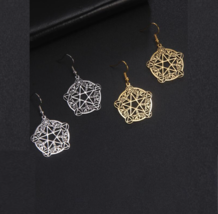 Wicca Pentagram SS Drop Earrings - £10.14 GBP