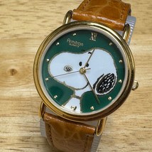 Vintage Armitron Snoopy Quartz Watch 900/99 Unisex Gold Tone Leather New Battery - £25.24 GBP