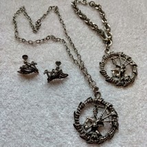 Vintage bagpipe jewelry set, bracelet pendant necklace screw on earrings - £56.78 GBP