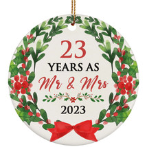 23th Wedding Anniversary Ornament 23 Years As Mr &amp; Mrs Wreath Christmas Gifts - £11.83 GBP