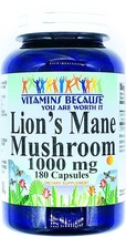 1000mg Lion&#39;s Mane Mushroom 180 Capsules Hericium Erinaceus Immune Support Lions - £14.12 GBP