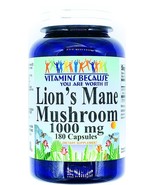 1000mg Lion&#39;s Mane Mushroom 180 Capsules Hericium Erinaceus Immune Suppo... - £14.31 GBP