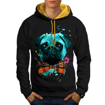 Wellcoda Sad Fancy Pug Puppy Formal Mens Contrast Hoodie - £34.18 GBP