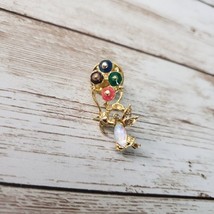 Pin / Brooch - Gold Tone Angel Holding Balloons - $6.99