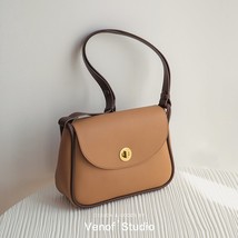 New Leather Single Shoulder Bag For Women Panelled Wide Straps Female Designer C - £111.38 GBP
