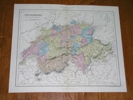 1868 Original Antique Map Of Switzerland - £20.06 GBP