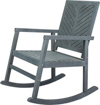 Ned Modern Chevron-Back 300-Lbs Support Acacia Wood Patio Outdoor Rockin... - £282.09 GBP