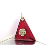 Vintage Czech Red Vitrail Pendant  SilverTone Rose Reversible Deco Style  - £12.85 GBP