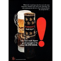 1971 Budweiser Malt Liquor Vintage Print Ad Black Can Beer Mug Wall Art Photo - $10.97