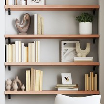  Wall Shelf Light brown Solid oak wood Floating Shelf Rectangular - $134.49