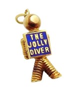 Antique 14K Gold Movable Enamel *The Jolly Diver* Austria Charm w/Heart ... - £431.60 GBP