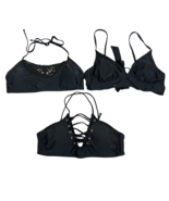 Xhilaration No Boundaries Bikini Tops Lot of 3 Size M Black Lace-Up Croc... - $17.76 CAD