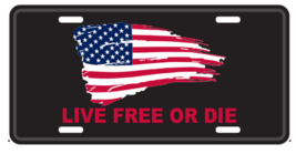 Live Free Or Die Parotic USA US America Black Aluminum Embossed License Plate - £15.13 GBP