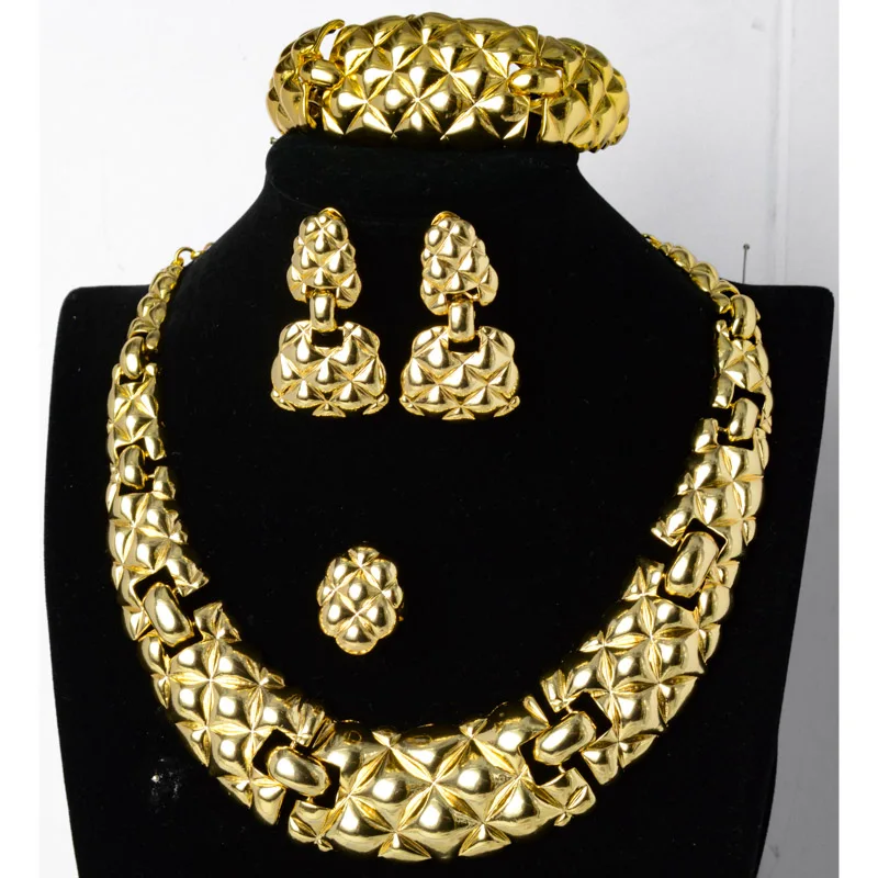 Sunny Jewelry 24k African Nigerian Woman Necklace Bracelet Earring Ring ... - £46.61 GBP