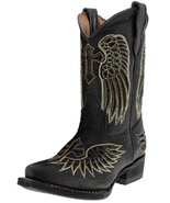 Kids Girls Leather Western Boots Black Leather Cross Wings Snip Toddler ... - €60,18 EUR