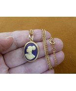 CA30-77 RARE African American LADY purple + white CAMEO brass Pendant ne... - $497.79 MXN