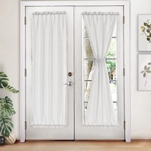Melodieux Semi Sheer French Door Curtains 72 Inches Long, Linen Look, 2 Panels - £32.47 GBP