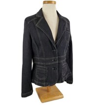 Riders Copper Collection Black Denim Jacket Button Up Women&#39;s Large Cott... - $24.99