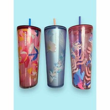 Lot of 3 Starbucks 2023 SPRING FLOWER Venti Cold Cup Tumblers | Pink Blue Floral - £74.09 GBP