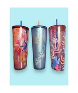 Lot of 3 Starbucks 2023 SPRING FLOWER Venti Cold Cup Tumblers | Pink Blu... - £73.22 GBP