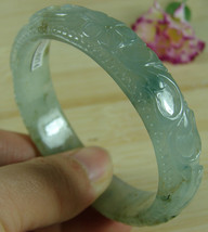 Certified Icy Green Jade Bangle Bracelet Natural Type A Jadeite 56mm B-167-22 - £276.01 GBP