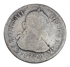 1774LIMAE Mj Pérou 2 Reales Pièce Argent En Très Bon État, Km 76 - £136.91 GBP
