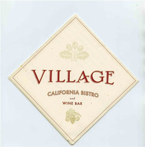 Village California Bistro &amp; Wine Bar Menu Santana Row San Jose California - £14.93 GBP