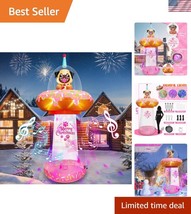 Giant Christmas Doughnut Inflatable with LED Lights &amp; Music for Outdoor ... - $2,045.48 MXN