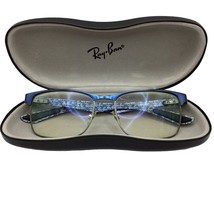 Ray Ban Eyeglasses Frame &amp; Case RB 8416-2914 55-17 145 Square Black Blue Carbon - £73.22 GBP